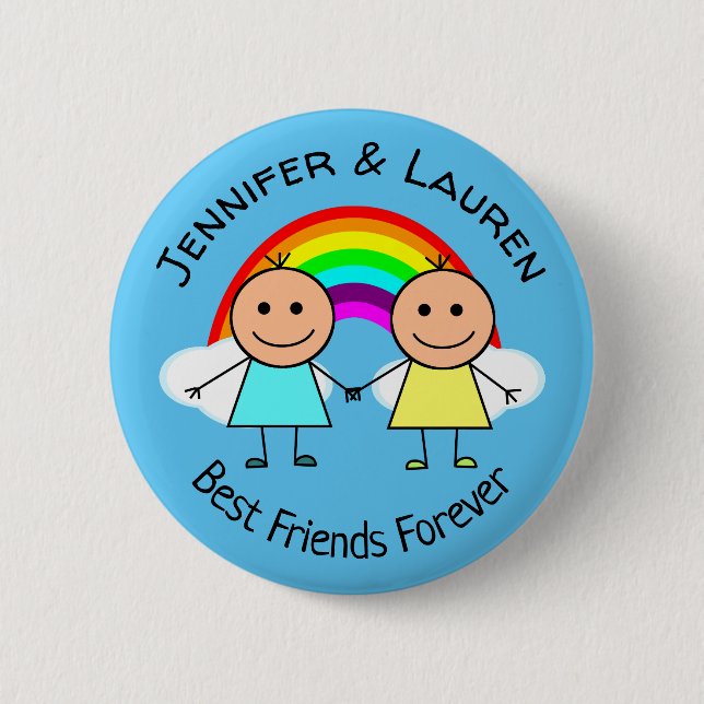 Best Friends Forever Personalised 6 Cm Round Badge (Front)