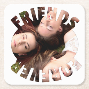 Best friends forever personalised photo  square paper coaster