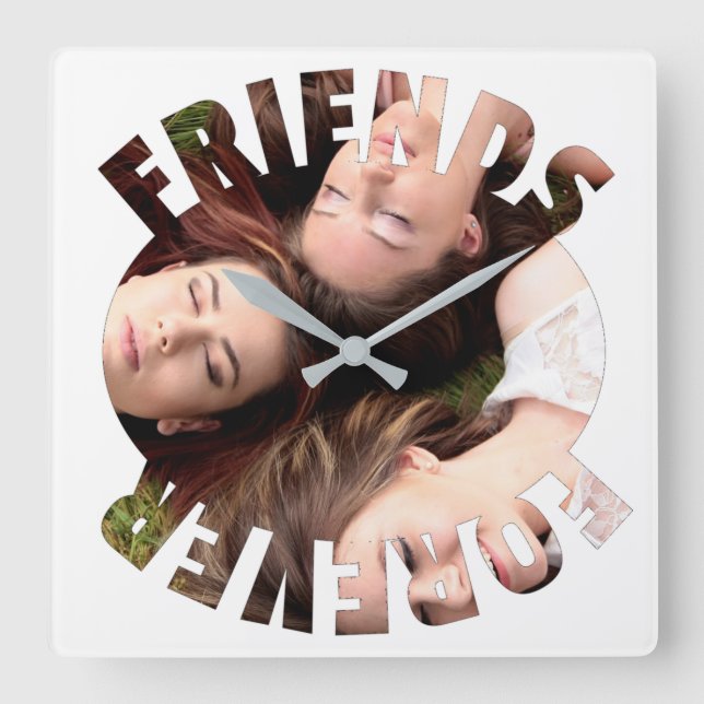 Best friends forever personalised photo  square wall clock (Front)