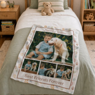 Best Friends Forever Pet Photo Name Fleece Blanket