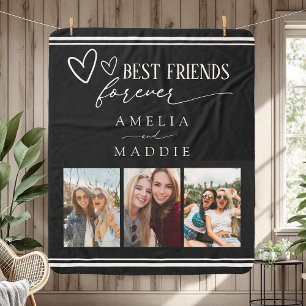 Best Friends Forever Photo Collage Black  Sherpa Blanket