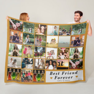Best Friends Forever Photo Collage Fleece Blanket 