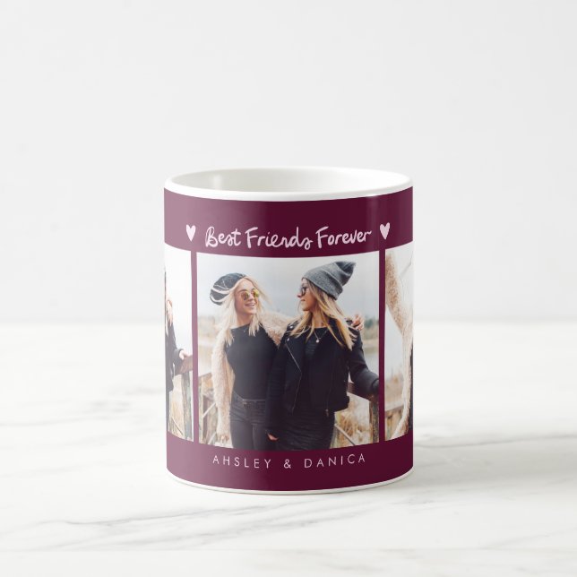 Best Friends Forever Photo Multi Photo Cranberry Coffee Mug (Center)