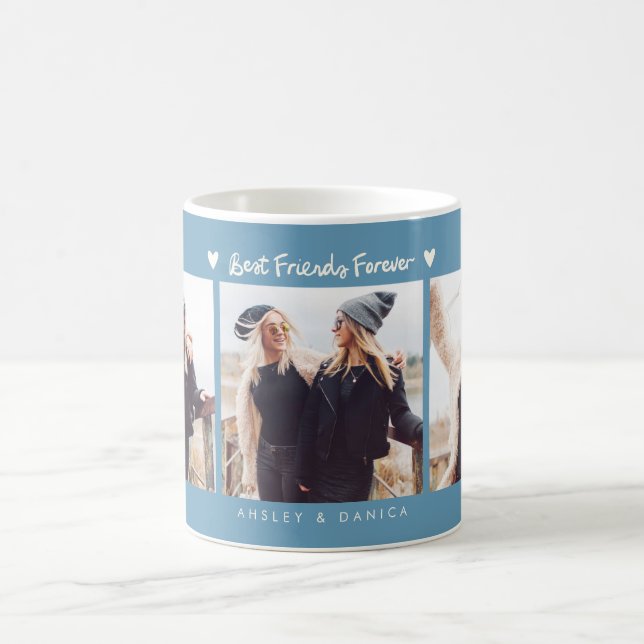 Best Friends Forever Photo Multi Photo Denim Blue Coffee Mug (Center)