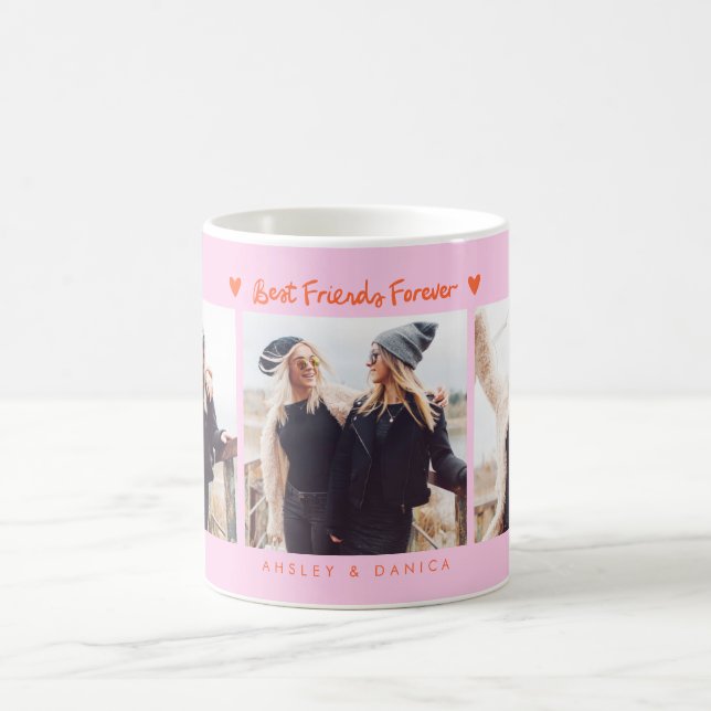 Best Friends Forever Photo Multi Photo Orange Pink Coffee Mug (Center)