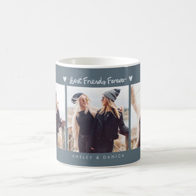 Best Friends Forever Photo Multi Photo Slate Blue Coffee Mug (Center)