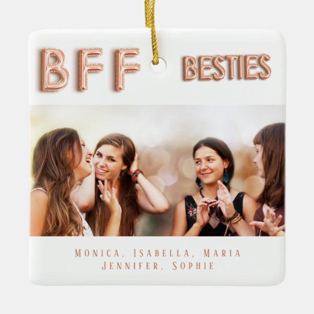 Best friends forever photo rose gold besties BFF Ceramic Ornament (Front)
