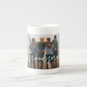Best Friends Forever Photo Script Modern  Bone China Mug