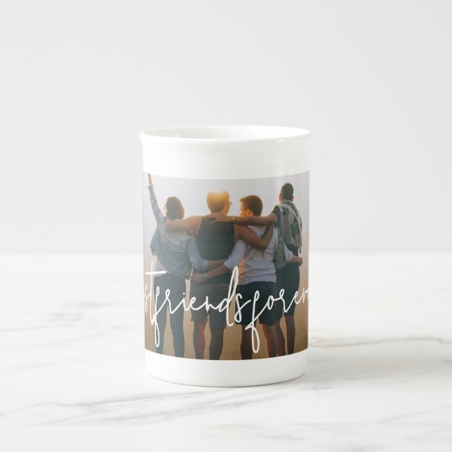 Best Friends Forever Photo Script Modern  Bone China Mug (Front)