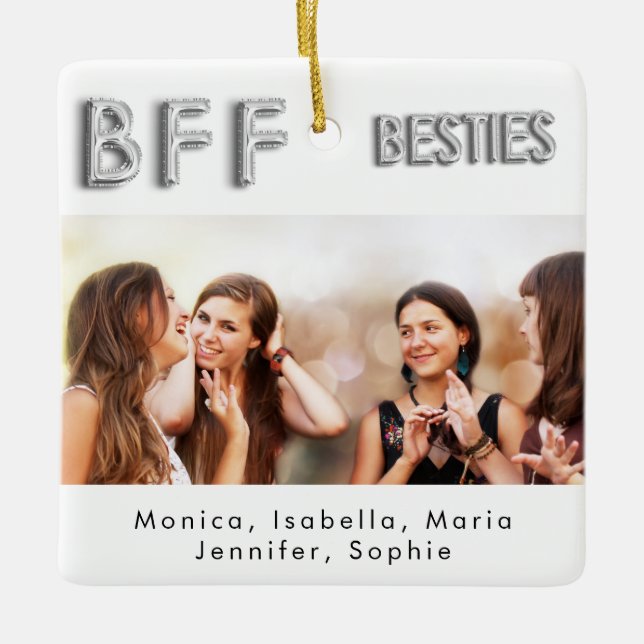 Best friends forever photo silver besties BFF  Ceramic Ornament (Front)