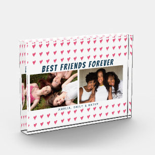 Best Friends Forever Pink Heart Galentine 2 Photo Block