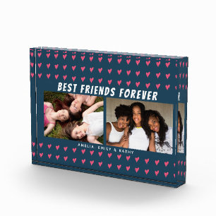 Best Friends Forever Pink Heart Galentine 2 Photo Block