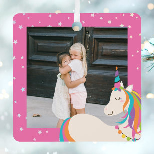Best Friends Forever Pink Magical Unicorn Photo Metal Tree Decoration