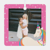 Best Friends Forever Pink Magical Unicorn Photo Metal Tree Decoration (Front)