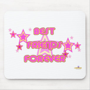 Best Friends Forever Pink Yellow Stars Mouse Pad