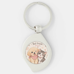 Best Friends Forever Puppy & Kitten Keychain