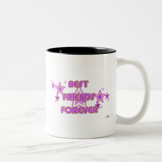Best Friends Forever Purple Yellow Stars Two-Tone Coffee Mug (Right)