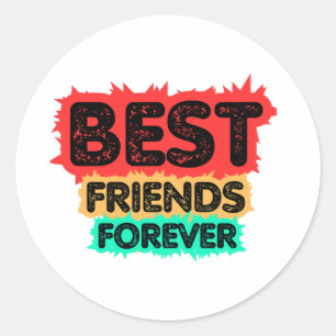 BEST FRIENDS FOREVER RETRO FRIENDS, FRIENDSHIP CLASSIC ROUND STICKER