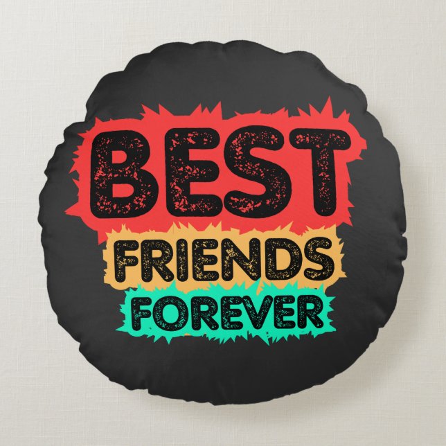 BEST FRIENDS FOREVER RETRO FRIENDS, FRIENDSHIP ROUND CUSHION (Front)