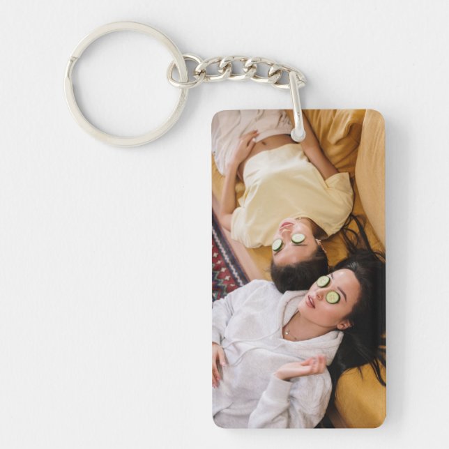 Best Friends Forever Script Custom Photo BFF's Key Ring (Front)