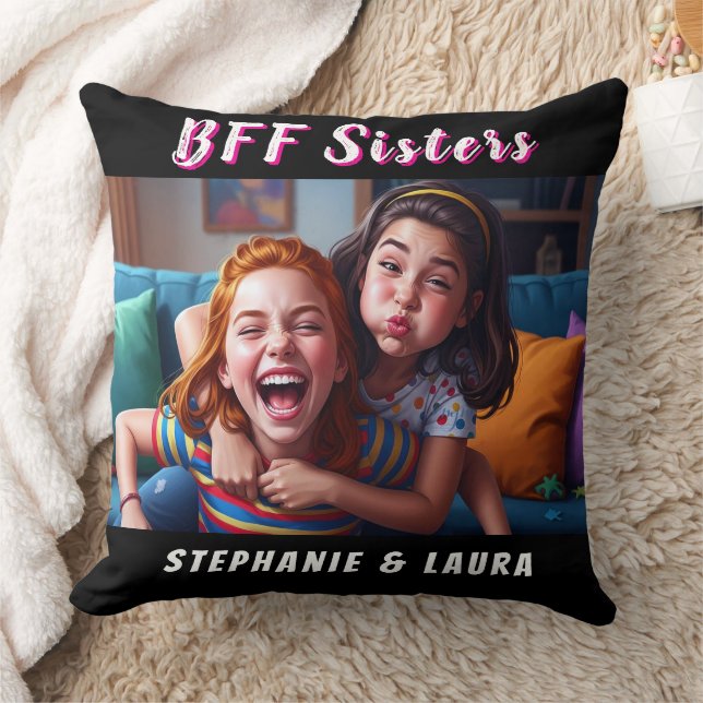 Best Friends Forever Sisters Funny  Cushion (Blanket)