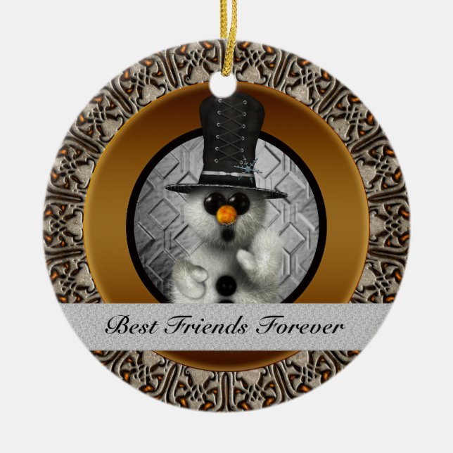 Best Friends Forever Snowman Christmas Ornament (Front)