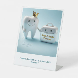 " BEST FRIENDS FOREVER:  TOOH AND FLOSS " PEDESTAL SIGN