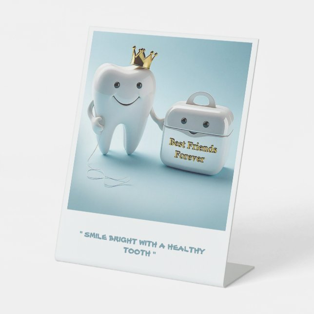 " BEST FRIENDS FOREVER:  TOOH AND FLOSS " PEDESTAL SIGN (Front)