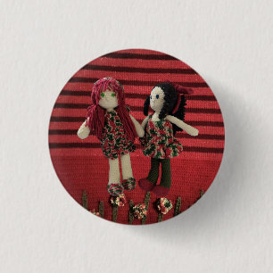 Best Friends Friendship Amigurumi Dolls Design 3 Cm Round Badge