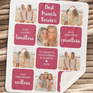 Best Friends Friendship Poem Modern Photo Collage  Sherpa Blanket
