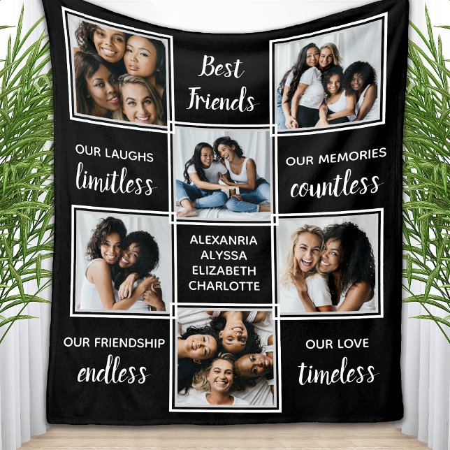 Best Friends Friendship Quote Unique Photo Collage Fleece Blanket (Creator Uploaded)