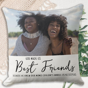Best Friends Friendship Quote White Photo Cushion