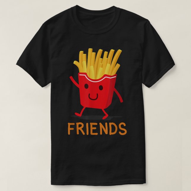 Best Friends , Fries Burger, BFF Couples, Zany Bra T-Shirt (Design Front)