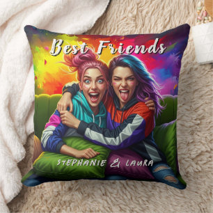 Best Friends Funny Colorful Cushion