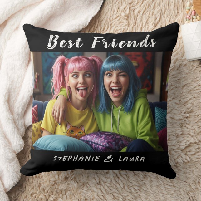 Best Friends Funny Colorful Hair Cushion (Blanket)