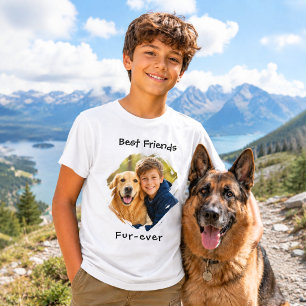 Best Friends fur-ever Dog Photo Black Boy T-Shirt