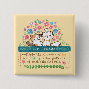 Best Friends’ Gardens - Paisley & Mignon Cats 15 Cm Square Badge