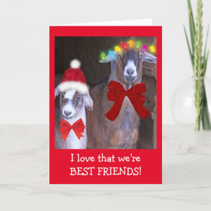 Best Friends Goat Christmas Holiday Card