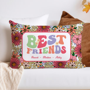Best Friends Groovy Retro Flowers Lumbar Cushion