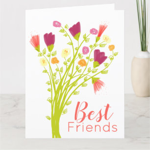 Best Friends Happy Birthday Flowered Card