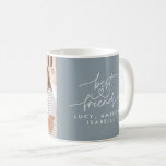 Best friends heart script photo elegant dusty blue coffee mug<br><div class="desc">Best friends heart script photo elegant modern dusty blue typography girly best friends design. Part of a modern collection.</div>
