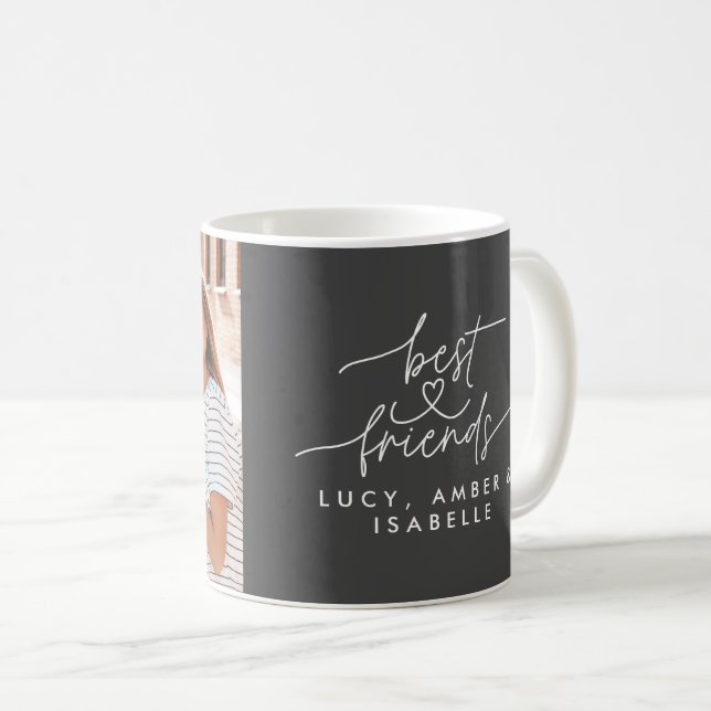 Best friends heart script photo elegant grey coffee mug (Front Right)