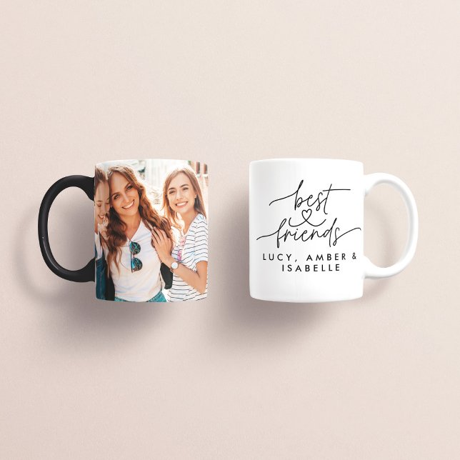 Best friends heart script photo elegant modern coffee mug (Creator Uploaded)