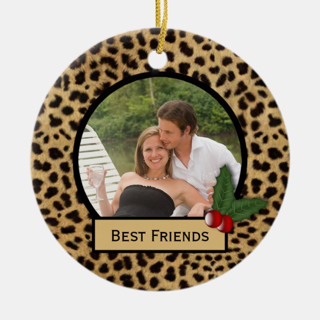 Best Friends Leopard Print Christmas Ornament (Front)