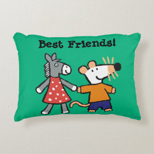 Best Friends Maisy and Dotty Hold Hands Decorative Cushion