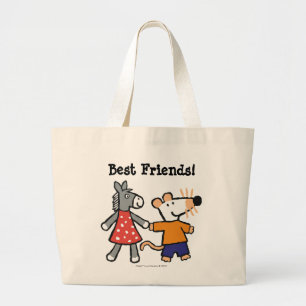 Best Friends Maisy and Dotty Hold Hands Large Tote Bag