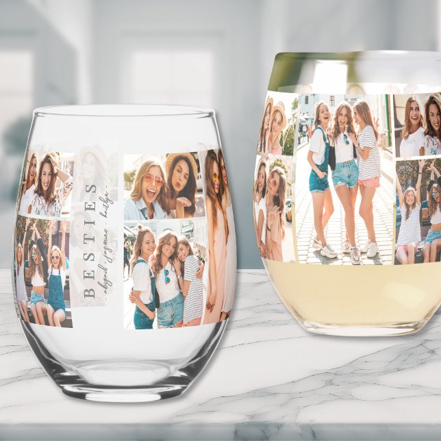 Best Friends Minimalist BFF Photo Stemless Wine Glass (Best Friends Minimalist BFF Photo Stemless Wine Glass)