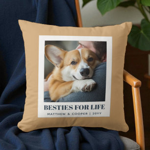 Best Friends Modern Brown Dog Dad Pet Photo Cushion