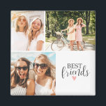 Best Friends Modern Chic BFF Script Photo Magnet<br><div class="desc">A best friends photo magnet with room for 3 photos. Personalise it with photos of your besties. Designed for you by Blackberry Boulevard.</div>