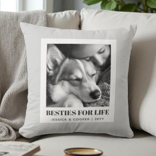 Best Friends Modern Gray Dog Mom Pet Photo Cushion